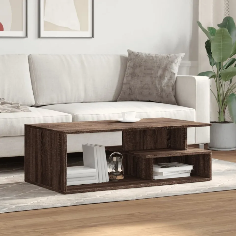 vidaXL Salontafel 102x55x35 cm bewerkt hout bruin eikenkleur, foto 3
