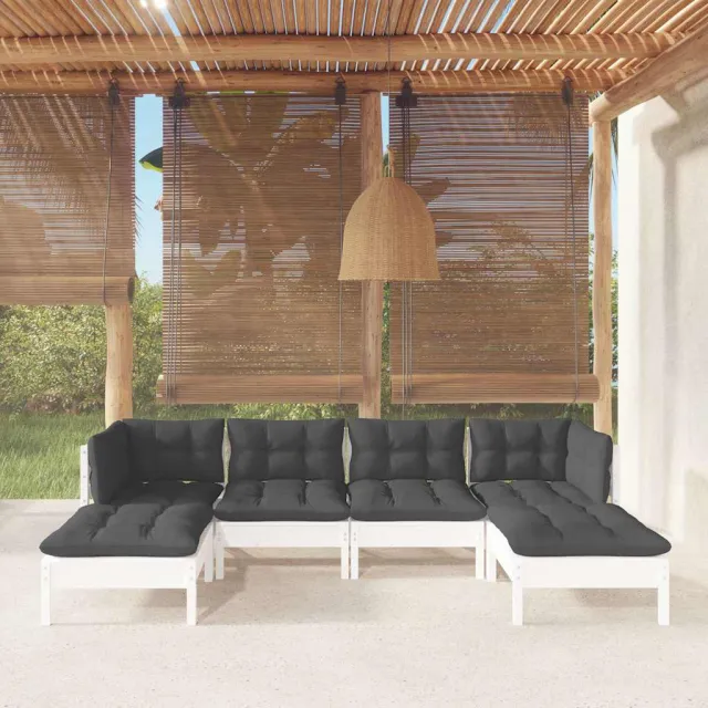 vidaXL 6-delige Loungeset met kussens grenenhout wit, foto 2