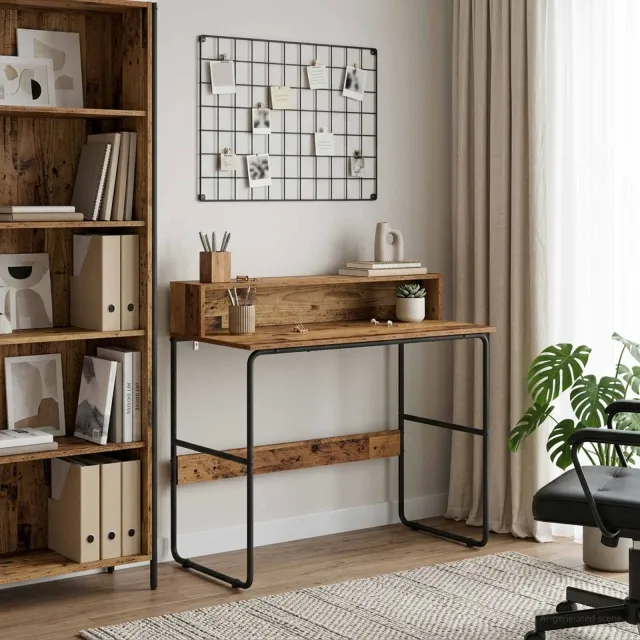 vidaXL Bureau met opbergruimte Oud hout 100 x 50 x 91 cm Bruin