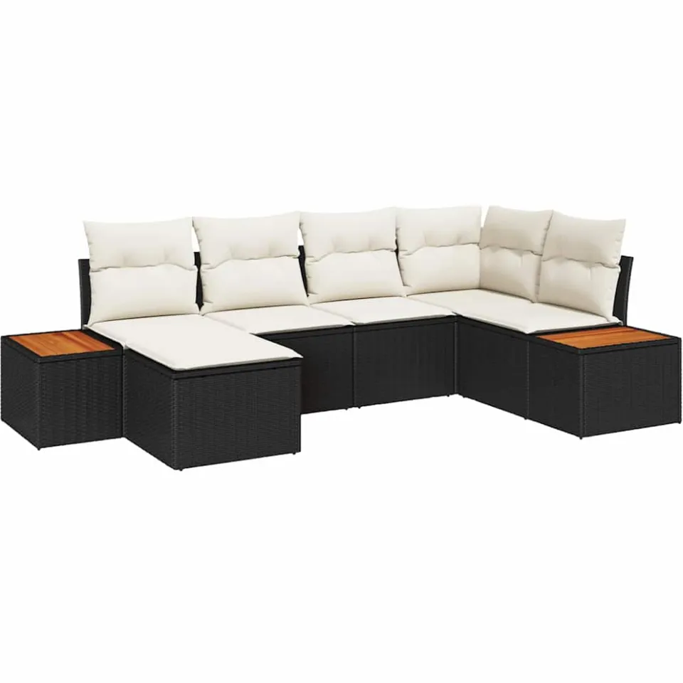 vidaXL Tuin Sofa Set 6 st Zwart poly rattan