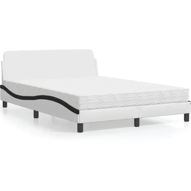 vidaXL Bed met matras "Dover" kunstleer wit en zwart 140x200 cm