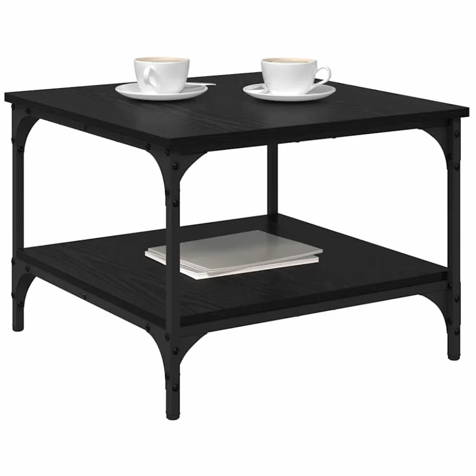 vidaXL Salontafel Zwart Eiken 55 x 55 x 40 cm Bewerkt hout