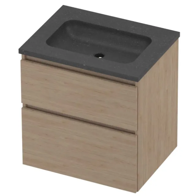 Proline Rollo Badmeubelset Hardsteen Elegant Zonder Kraangat 60x46x62 cm Blue Stone Ideal Oak Eiken