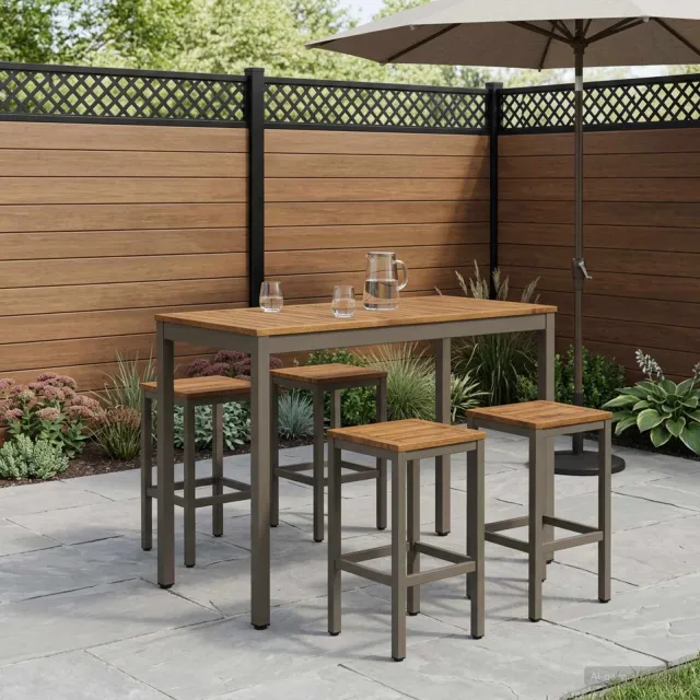 vidaXL Tuinbar Tafel NAARDEN Natuurlijk en Koffie 108,5 x 55 x 105 cm bruin, foto 2