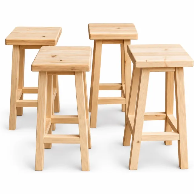 Wijnvaten.nl Barkruk vurenhout 79 cm - set van 4 Bruin