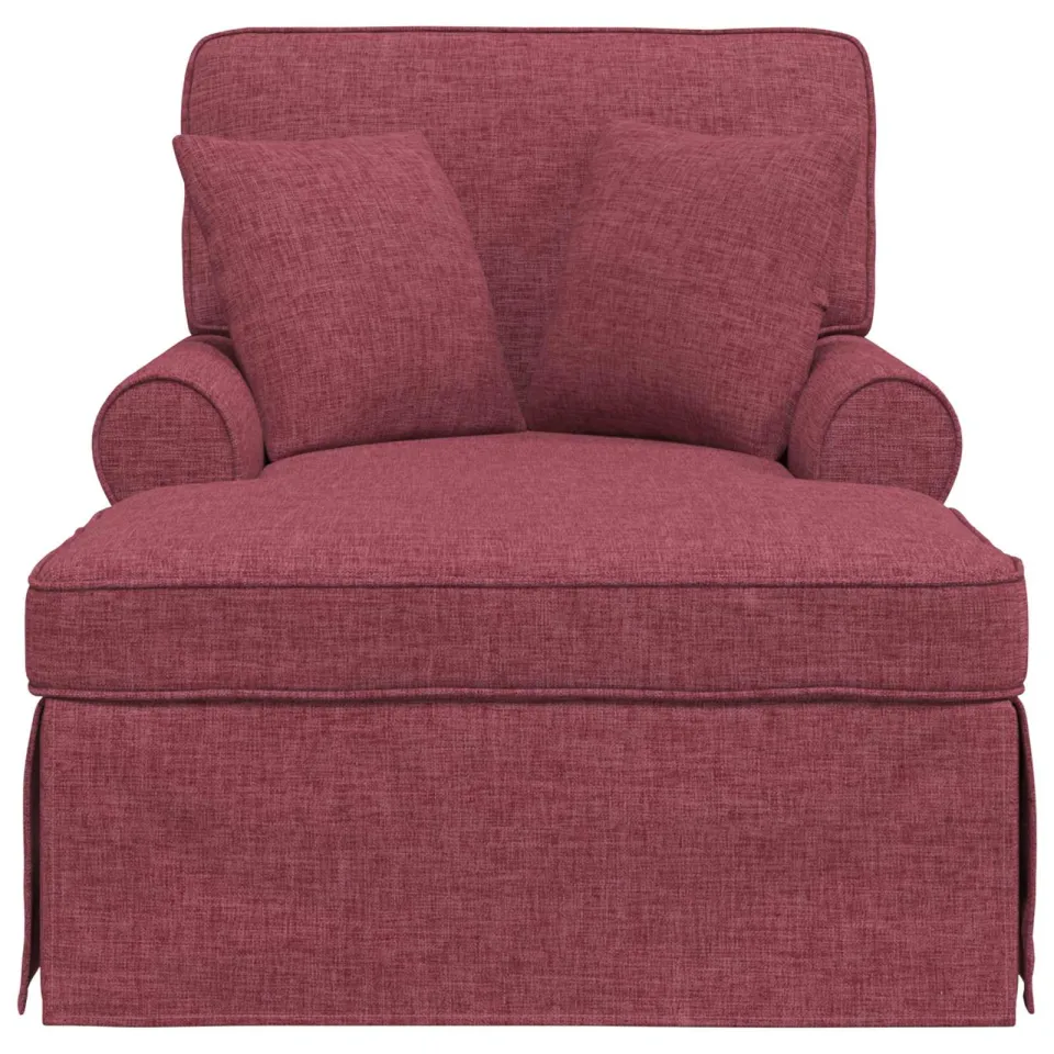 vidaXL Chaise Lounge met Rok 3 st Wijnrood Stof 91 x 157 x 91 cm, foto 4