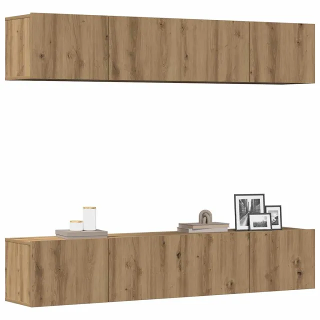 vidaXL Tv-wandkasten 4 st bewerkt hout artisanaal eikenkleurig, foto 2
