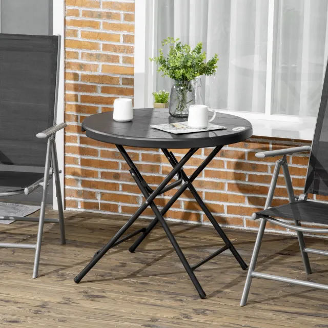 CHICFURN Tuintafel - 4 personen - Klapbaar - Rond - Donkergrijs