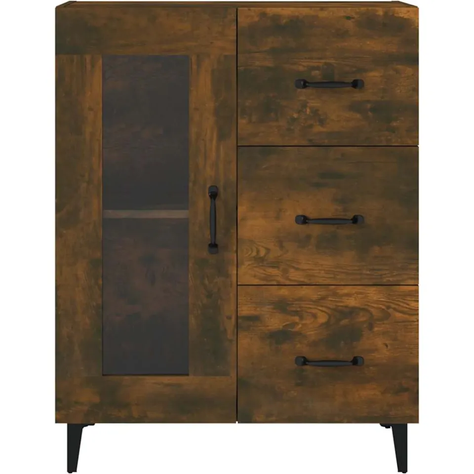vidaXL Dressoir 69,5x34x90 cm bewerkt hout gerookt eikenkleurig, foto 4