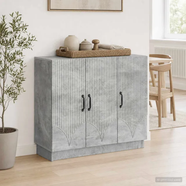 vidaXL Dressoir Betongrijs 89 x 34,5 x 77 cm Bewerkt hout grijs, foto 2