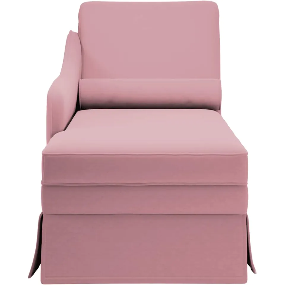vidaXL Chaise longue met bolster en rechterarmleuning fluweel roze, foto 4