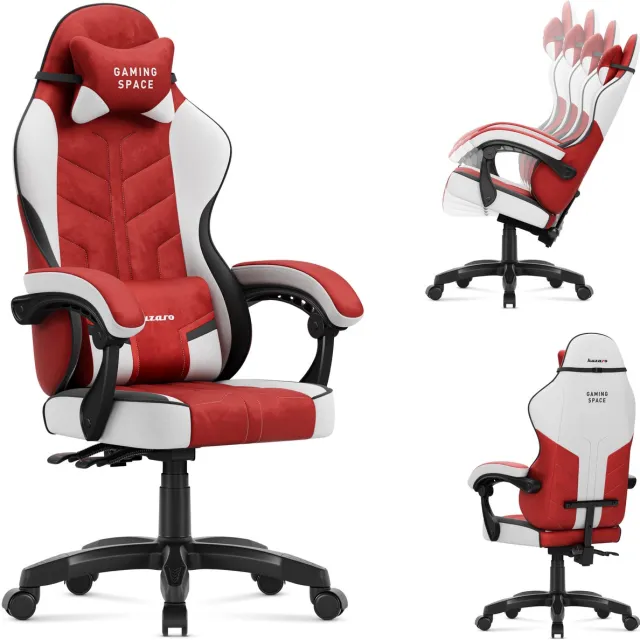 Huzaro Force 2.7 Red – velours gamestoel met 135° kantelfunctie, ergonomische kussens en stalen frame Rot