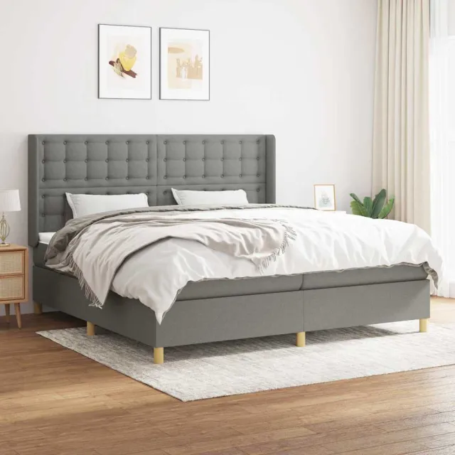 vidaXL Boxspring met matras stof donkergrijs 200x200 cm grijs