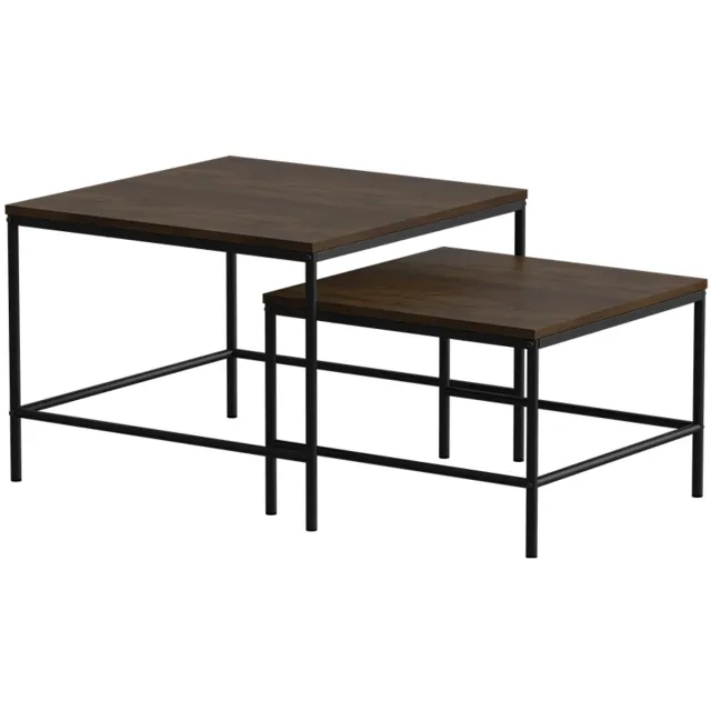 Vicco Ramio Salontafel set – 60 x 60 cm 2 delen Eiken rustiek/zwart