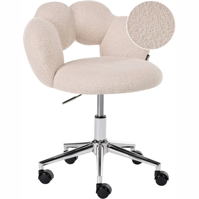 Beliani WHIZZY - Bureaustoel - Lichtbeige - Bouclé