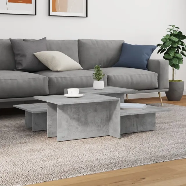 vidaXL Salontafels 2 st bewerkt hout betongrijs grijs, foto 2