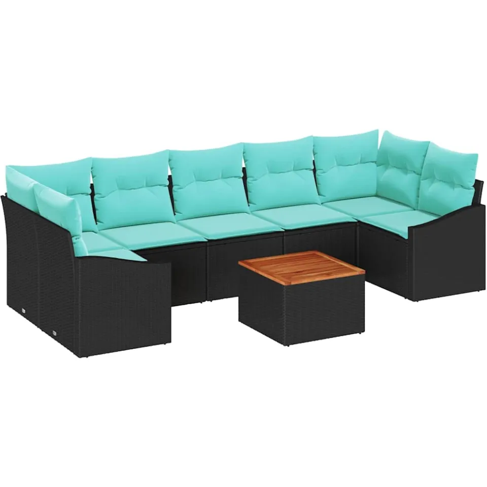vidaXL Tuinbankenset 8 st Zwart poly rattan