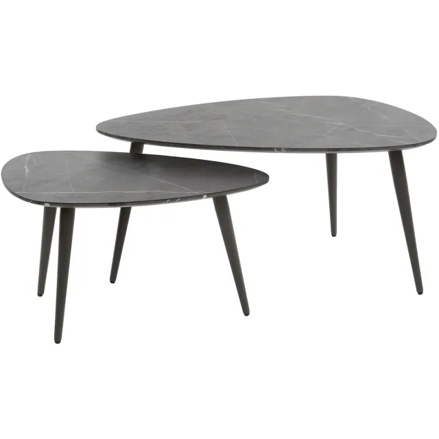 Giga Living Giga Meubel Salontafel Pear Shaped - Keramieklook - Set van 2 - 80x44x40cm Zwart