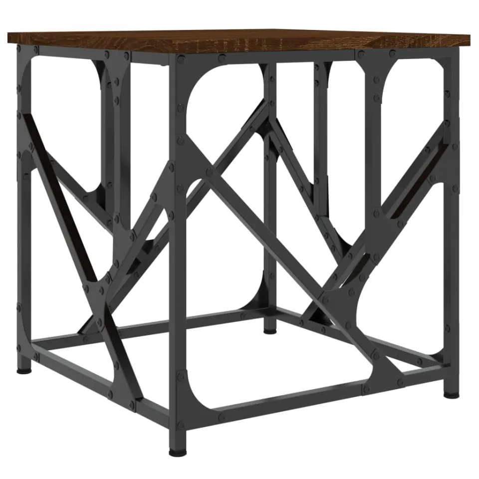 vidaXL Salontafel 45x45x47,5 cm bewerkt hout bruin eikenkleur, foto 3
