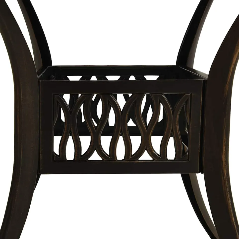 vidaXL Tuintafel 90x90x74 cm gietaluminium bronskleurig bruin, foto 4