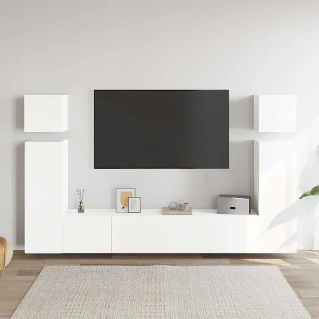 vidaXL 8-delige Tv-meubelset bewerkt hout wit
