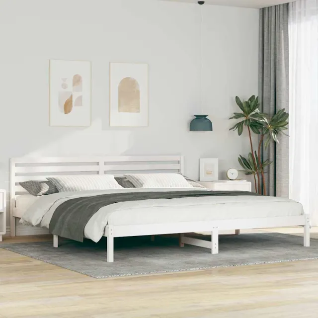 vidaXL Bedframe met hoofdeinde Wit 180 x 220 cm Massief grenenhout
