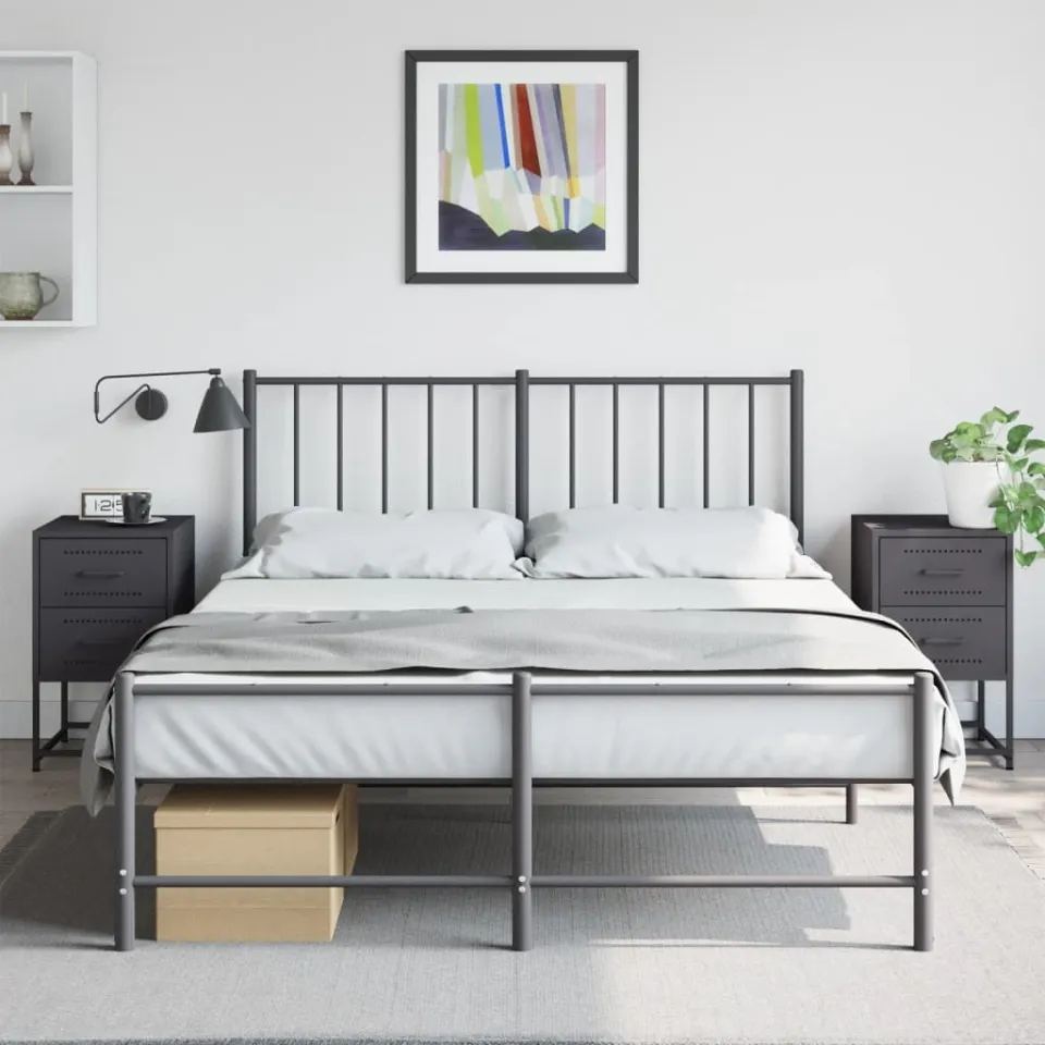 vidaXL Nachtkastjes 2 st 36x39x60,5 cm staal zwart, foto 2