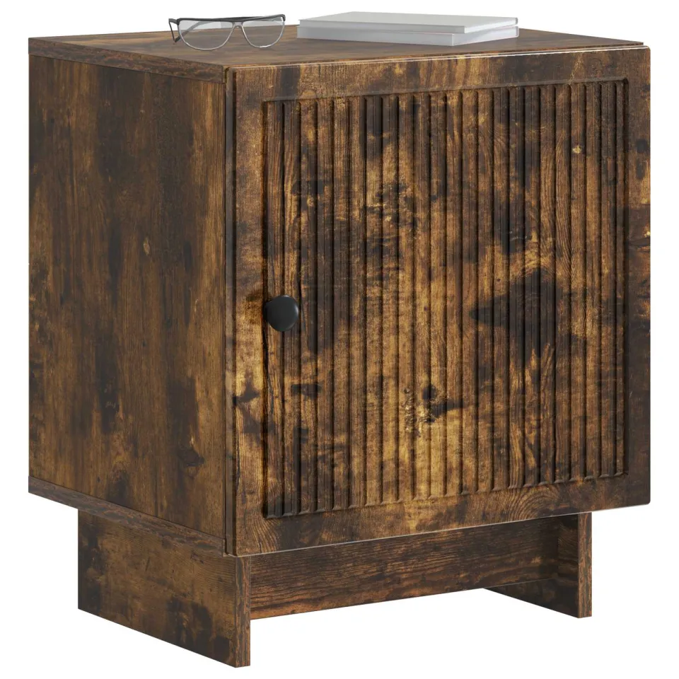 vidaXL Nachtkastje Gerookt eiken 43 x 34,5 x 50 cm Bewerkt hout Bruin