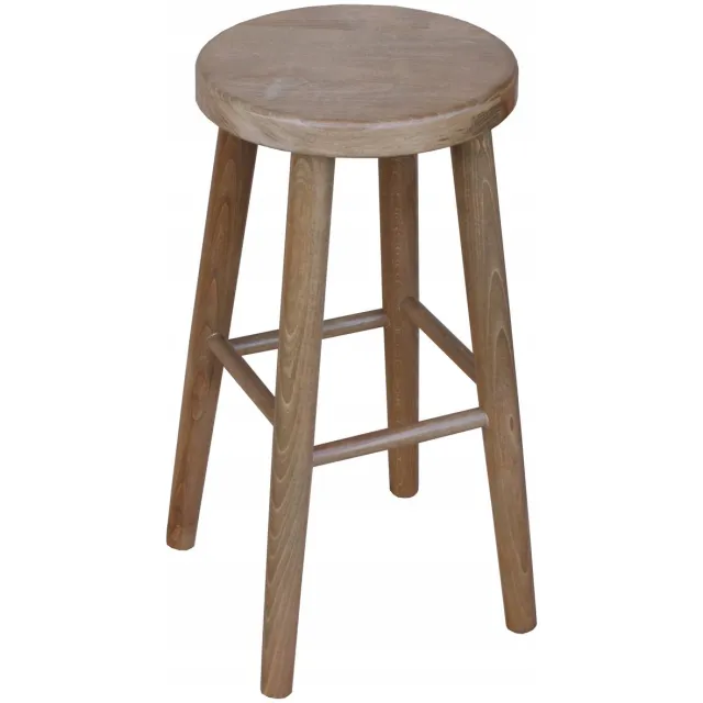Metdrew Houten Barkruk 61 cm - Eiken Rustiek - Massief Beukenhout
