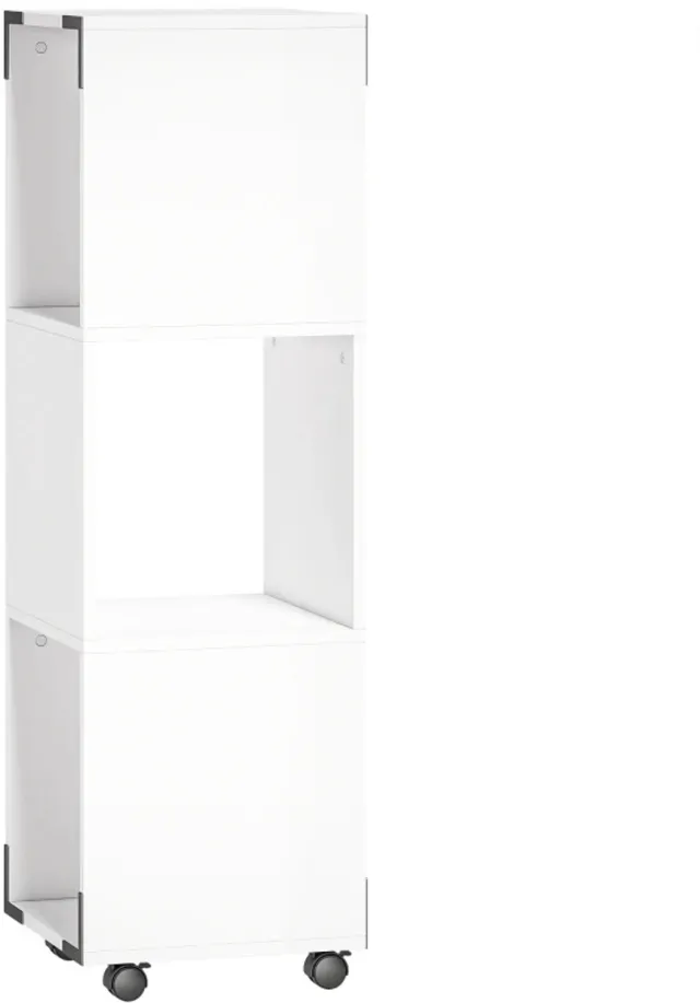 Happiq Archiefkast op wielen - Voor kantoor of werkplek - Met 3 planken - Wit melamine spaanplaat