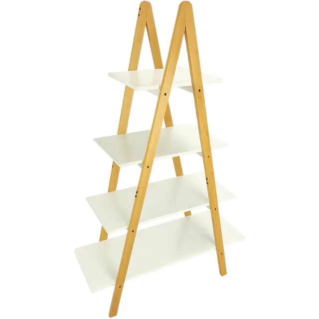 BEGRYF Ladderrek - Wit/naturel - Bamboe/MDF - 80 x 30 x 116 cm - 4 planken