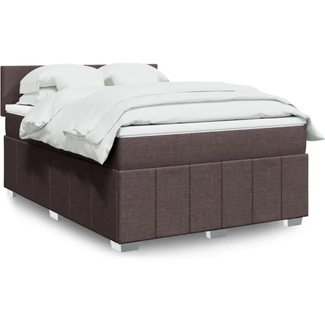 vidaXL Boxspring met matras stof donkerbruin 160x200 cm bruin