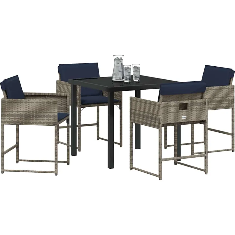 vidaXL Tuin eettafelset 5 st Grijs poly rattan