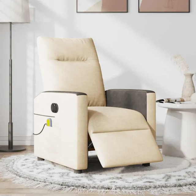 vidaXL Massagestoel elektrisch verstelbaar stof crèmekleurig