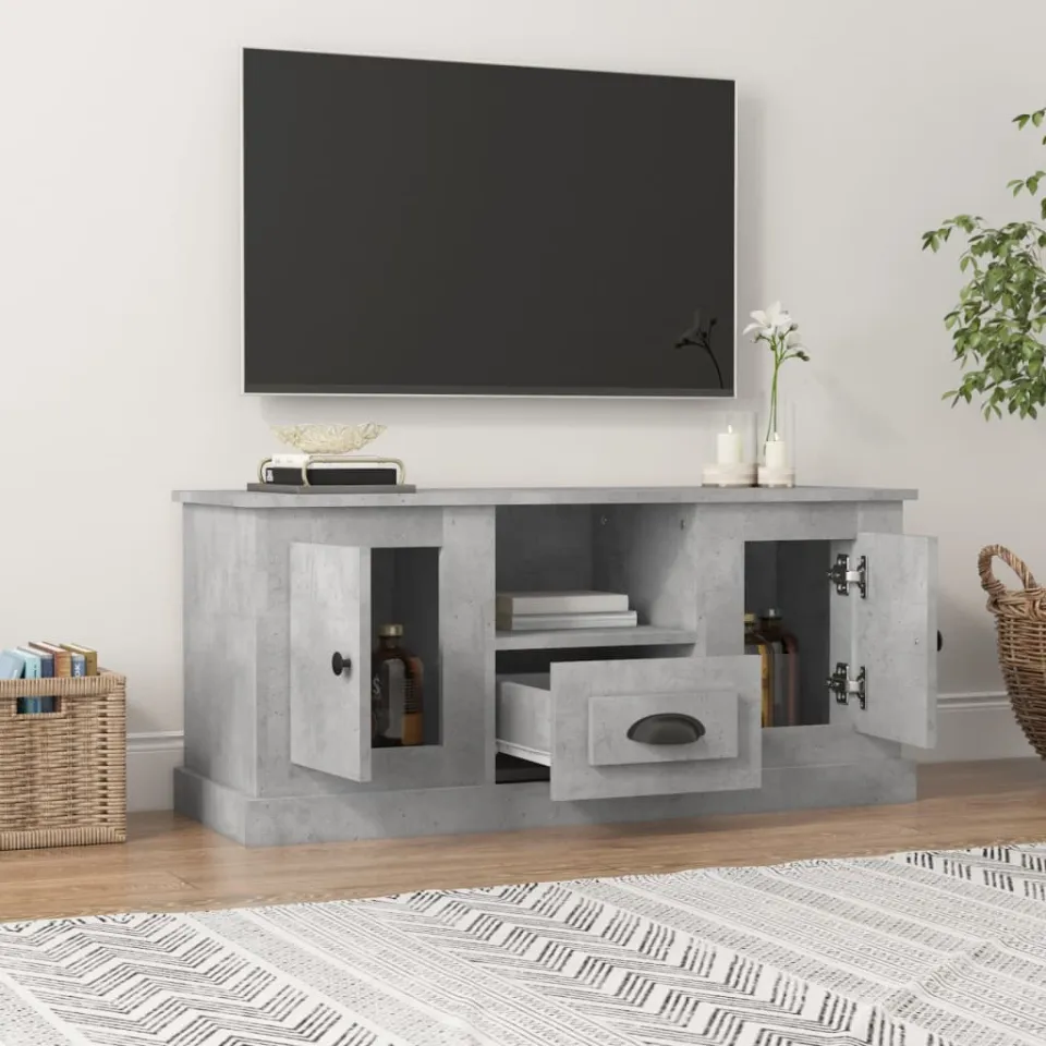 vidaXL Tv-meubel 100x35,5x45 cm bewerkt hout betongrijs grijs, foto 3