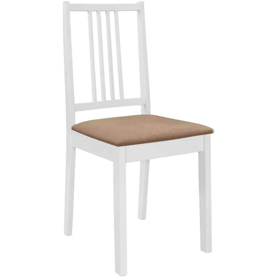 vidaXL Eetkamerstoelen met kussens 6 st massief hout wit, foto 2