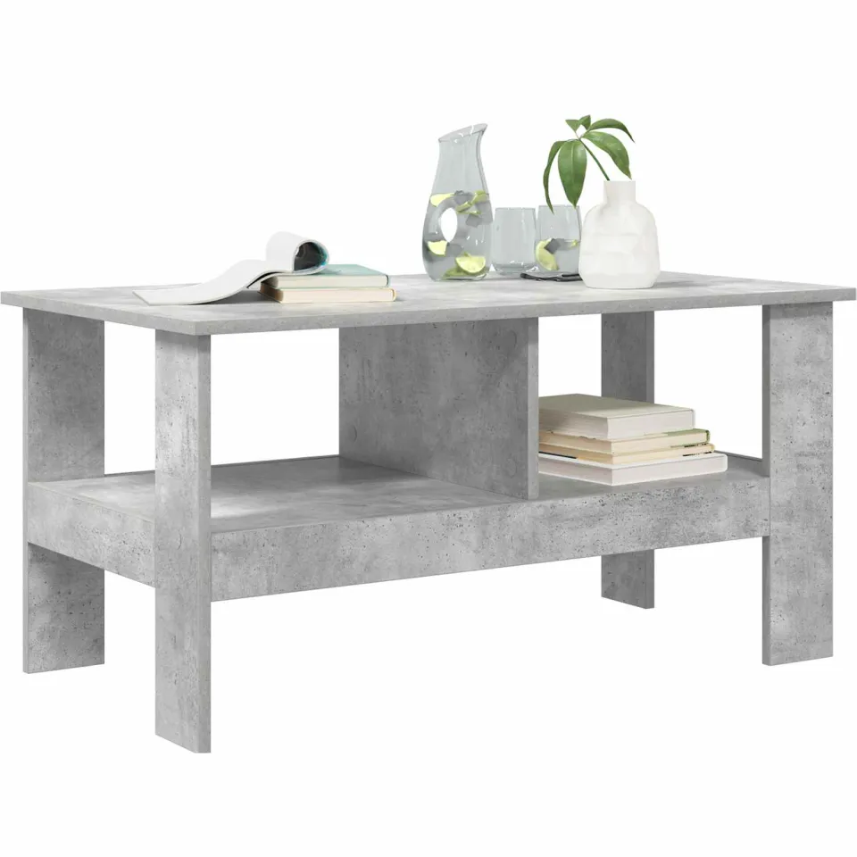 vidaXL Salontafel Beton Grijs 90 x 50 x 45 cm Bewerkt hout