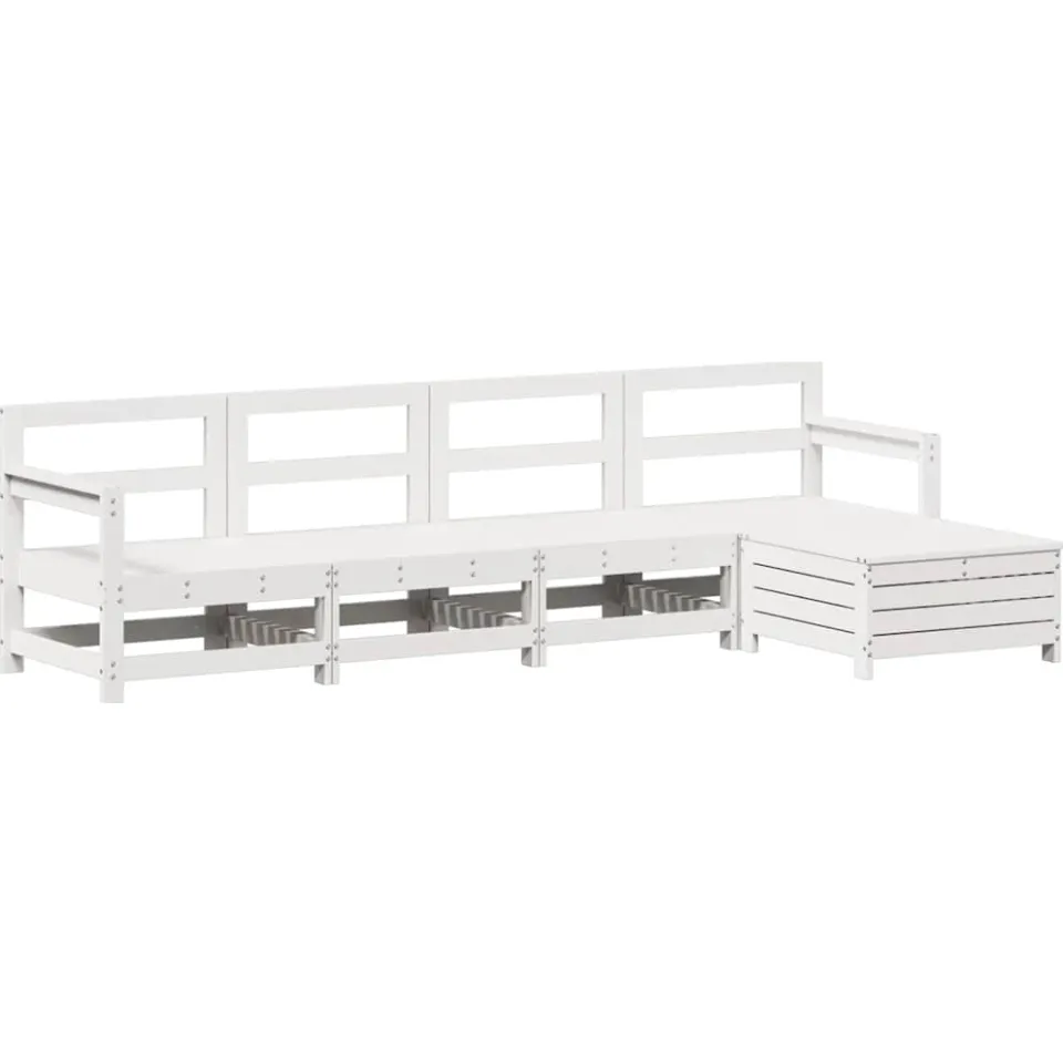vidaXL 5-delige Loungeset massief grenenhout wit