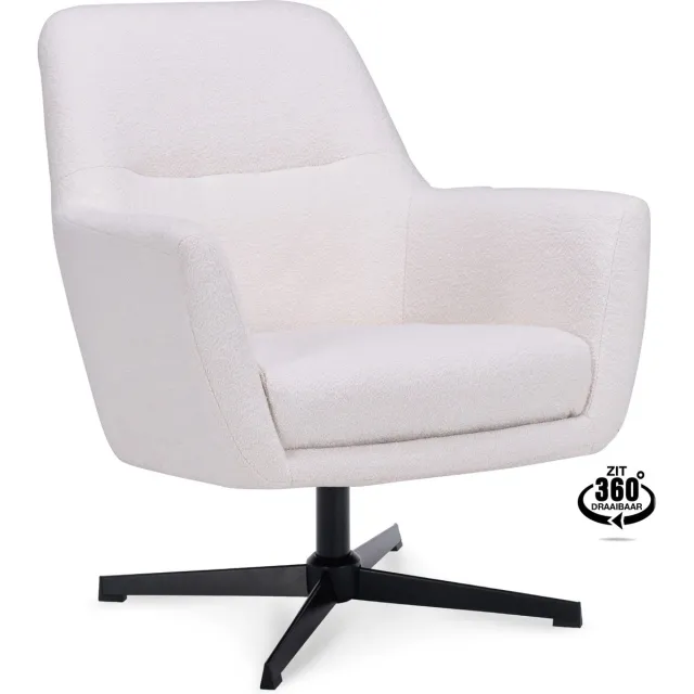 Icon Living Fauteuil Espen - Stof Alpine Ivory - Draaivoet Zwart Creme