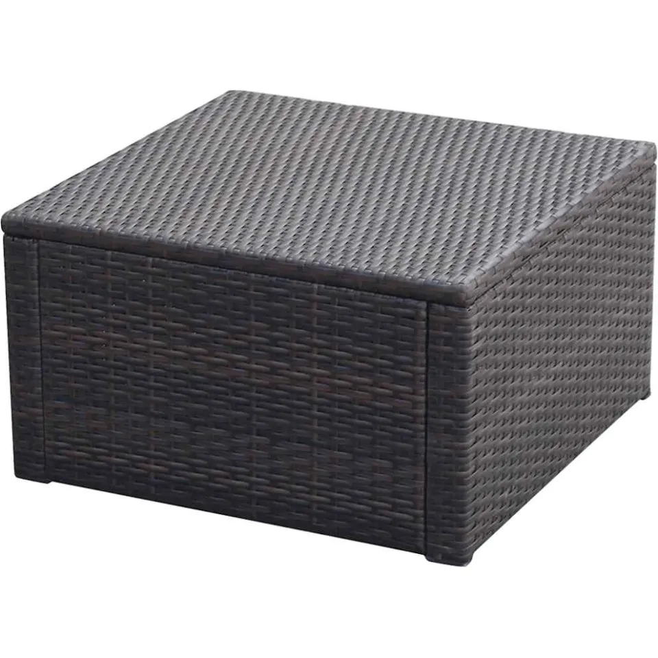 vidaXL Voetenbank/poef bruin 53x53x30 cm poly rattan, foto 3