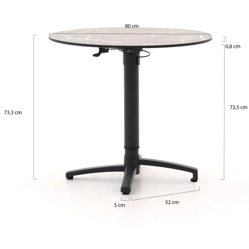 Bellagio tuinmeubelen Bellagio Canzo klaptafel ø80 (h:73/109cm) verstelbaar grijs, foto 2