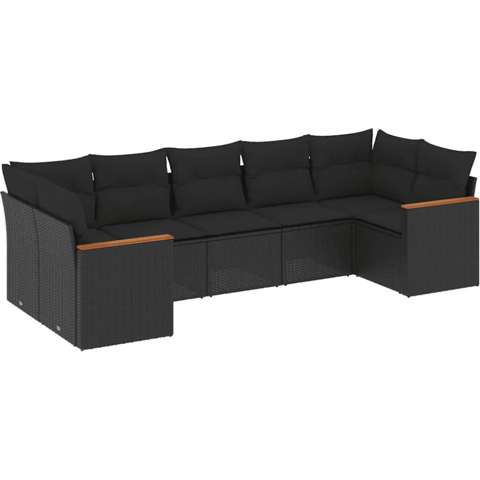 vidaXL Patio Sofa Set 7-zits Black, foto 3