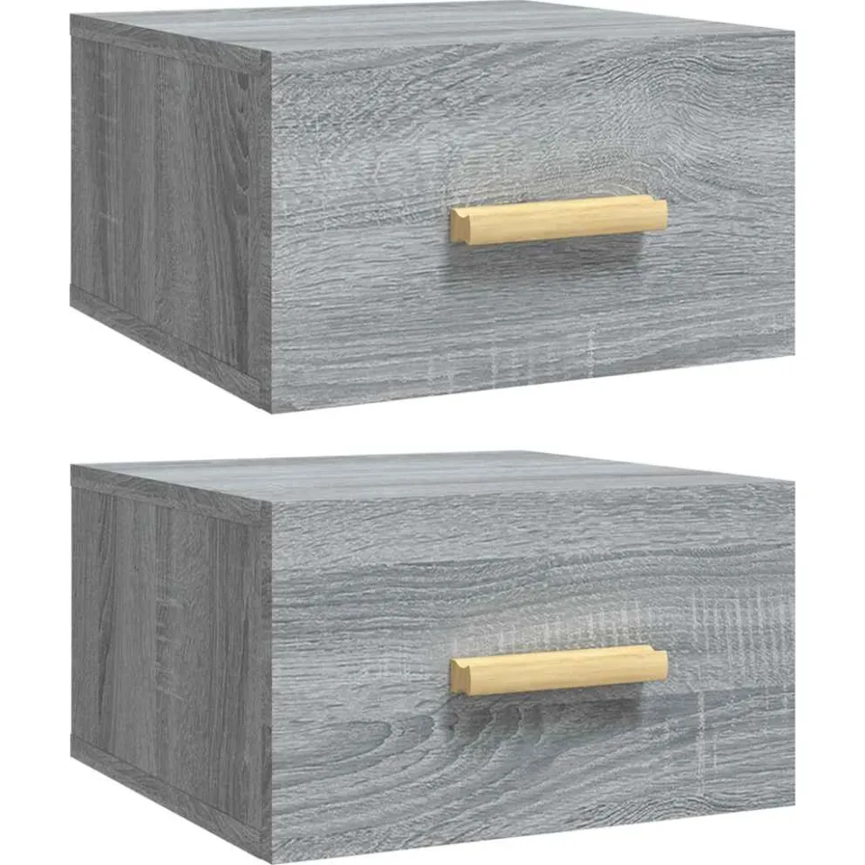vidaXL Nachtkastjes 2 st wandgemonteerd 35x35x20 cm grijs sonoma eiken
