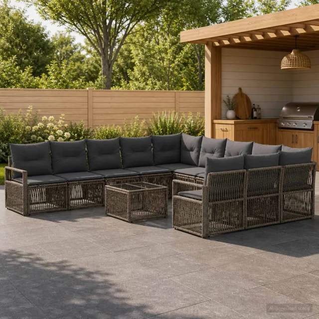 vidaXL Tuinbankenset 12 st Grijs poly rattan