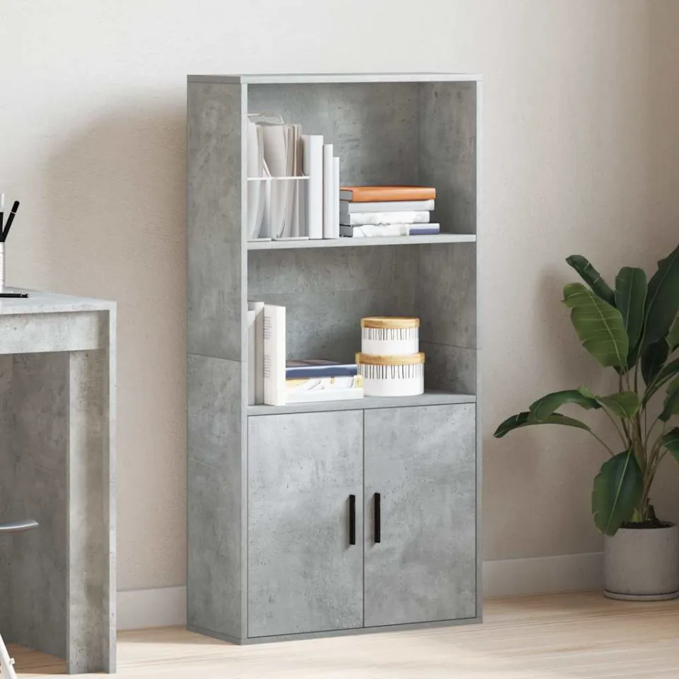 vidaXL Boekenkast 60x24x120 cm bewerkt hout betongrijs grijs, foto 2