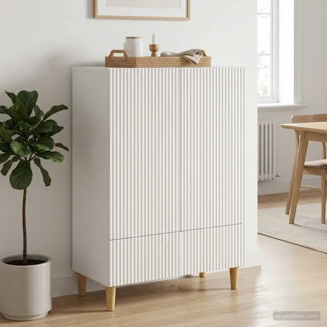 vidaXL Dressoir Wit 66 x 34,5 x 95 cm Bewerkt hout