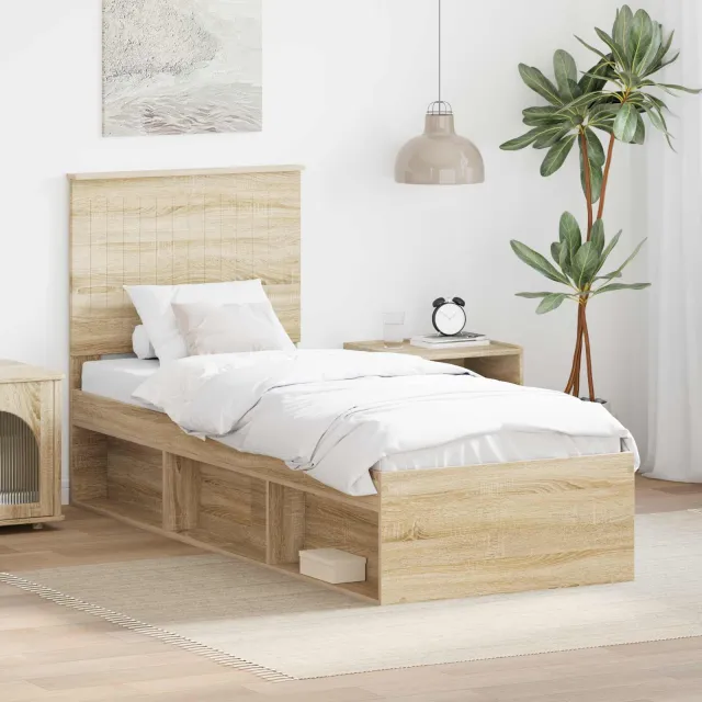 vidaXL Bedframe Sonoma Eiken 75 x 190 cm Massief grenenhout Bruin