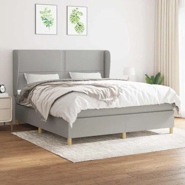 vidaXL Boxspring met matras stof lichtgrijs 180x200 cm grijs