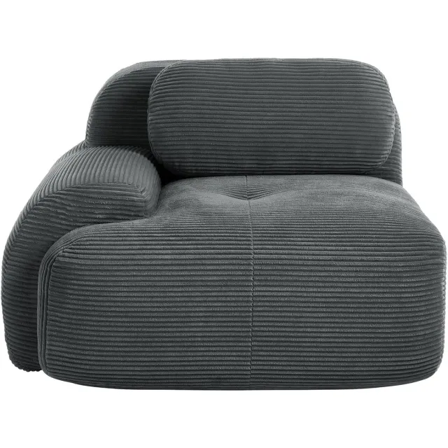 Zubaliya Modulaire corduroy hoekbank met kussens - flexibel op te stellen voor woonkamer en slaapkamer - 2 tot 4 personen - grijs - geen montage nodig - ergonomisch gebogen armleuningen - antislip onderkant