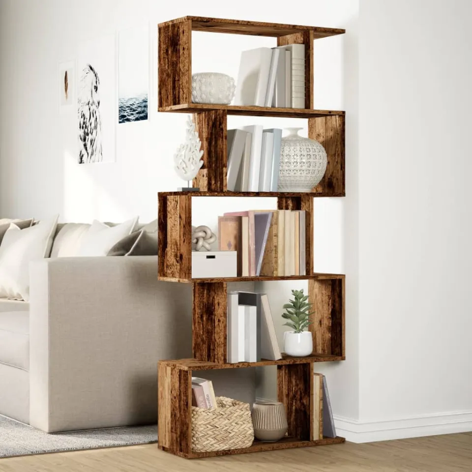 vidaXL Kamerscherm / boekenkast 5-laags 70x24x161 cm hout gerookt eik bruin, foto 3